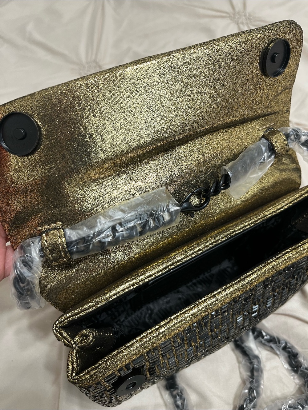 Kurt Geiger Black and Gold Crossbody Bag - Women Bags - Picture 7 of 17